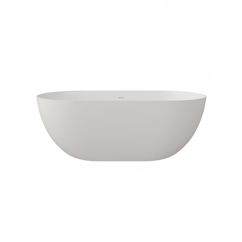 Baignoire de trempage à surface solide de 59 pouces - Baignoire profonde autoportante avec tablette en acrylique