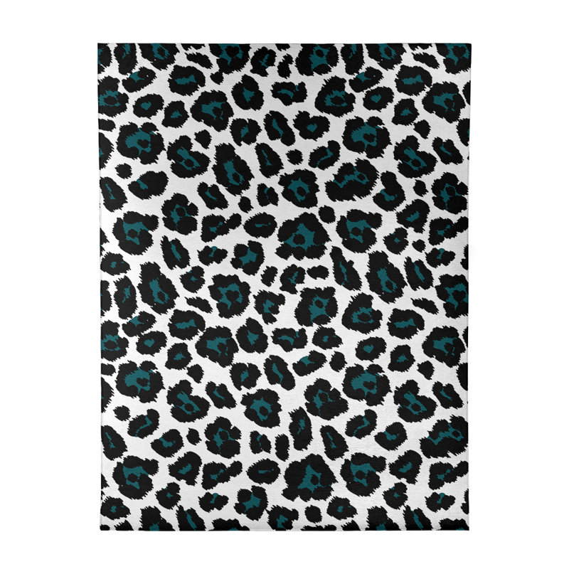 Blanc imprimé animal/noir/vert Tapis décoratif, Rectangle 4 pi x 6 pi