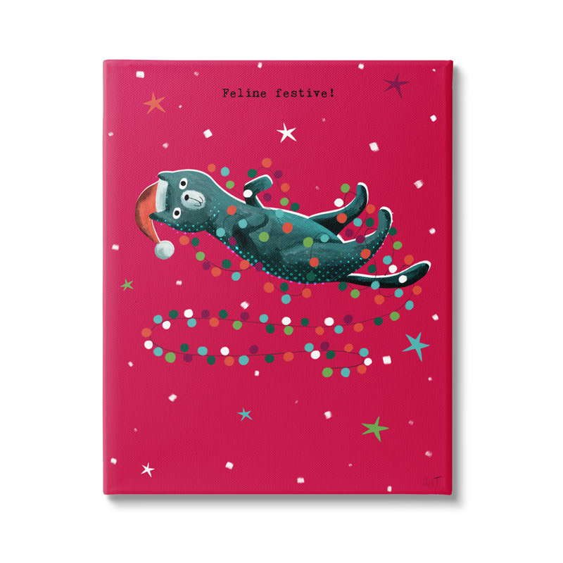 «Feline Festive Christmas Cat On», impression, H 20 po x l 16 po x P 1,5 po