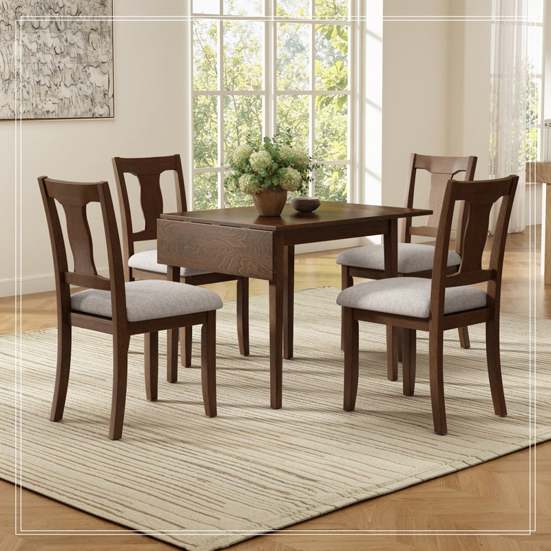 Karoline 5 pièces à abattants avec 4 chaises rembourrées, Brun