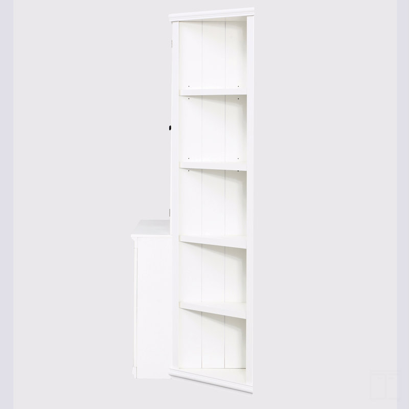 Tall Display Cabinet And Two Triangle Sided Bookshelves, 69.25'' Wide Retro Style Wall Suit  