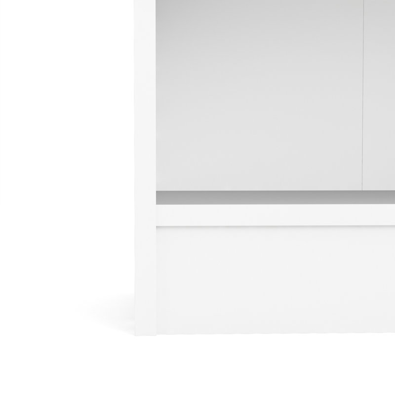 Basic Low Wide Storage Cabinet (2 Shelves) with 2 Doors, White