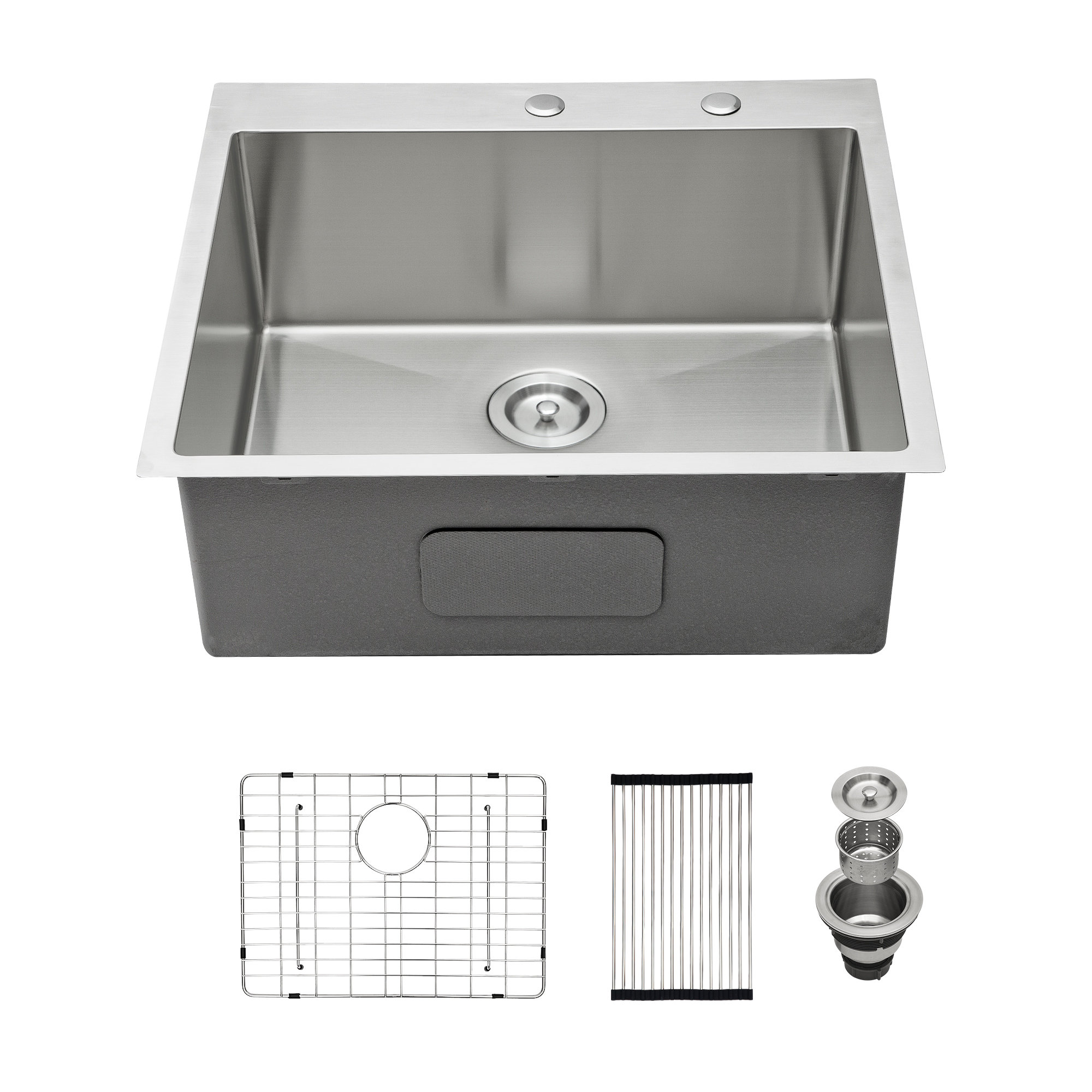 OUMUCH 28'' L Drop-In Single Bowl Stainless Steel Kitchen Sink | Wayfair