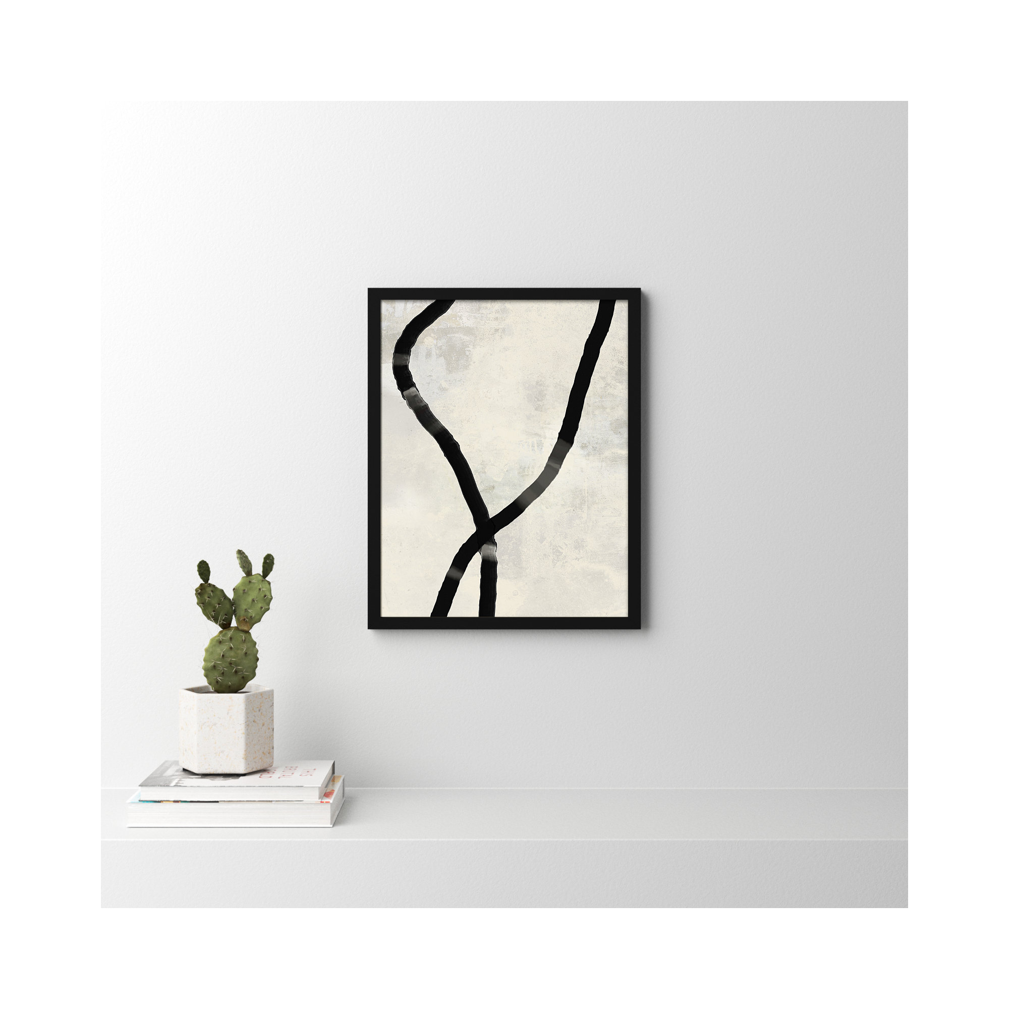 Black Rope 5 by Jacques Pilon, 25" H x 20" W x 1.25" D, Black