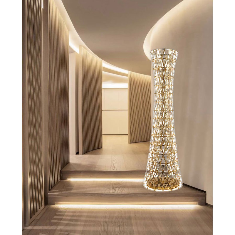 Lampe sur pied moderne en acier inoxydable, Doré