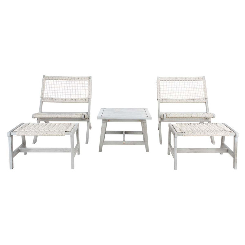 Armida Acacia 5 Piece Seating Group, White