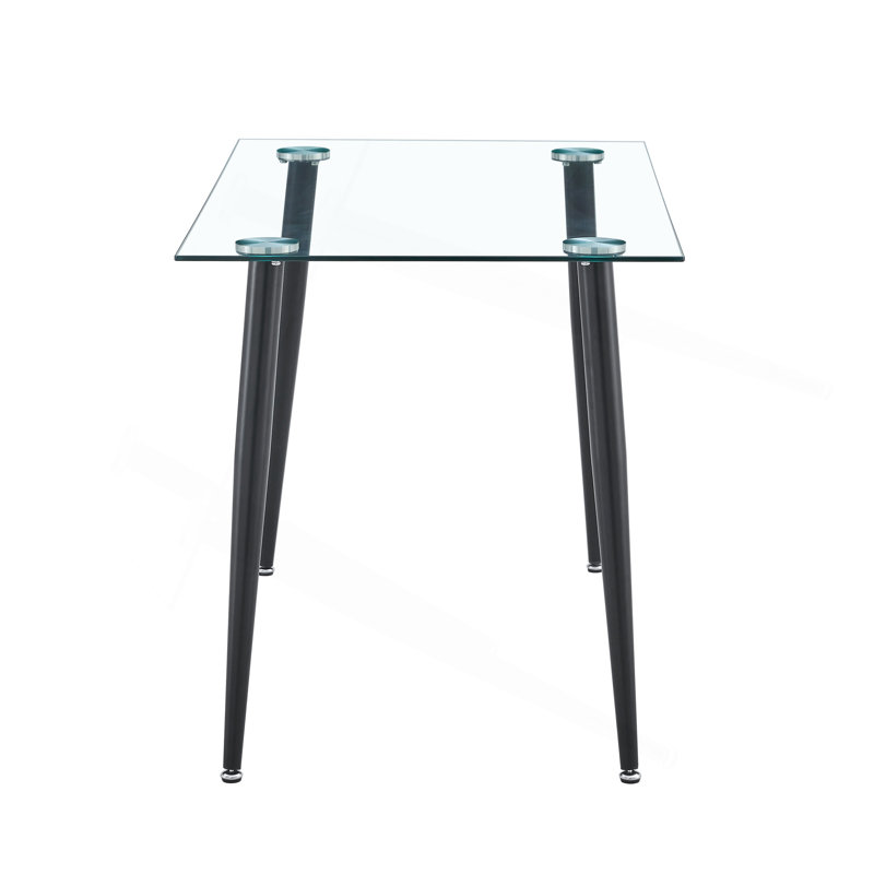 Table de salle à manger rectangulaire en verre trempé 51 po Modern, Noir, 29.5'' H x 51'' W x 31.5'' D