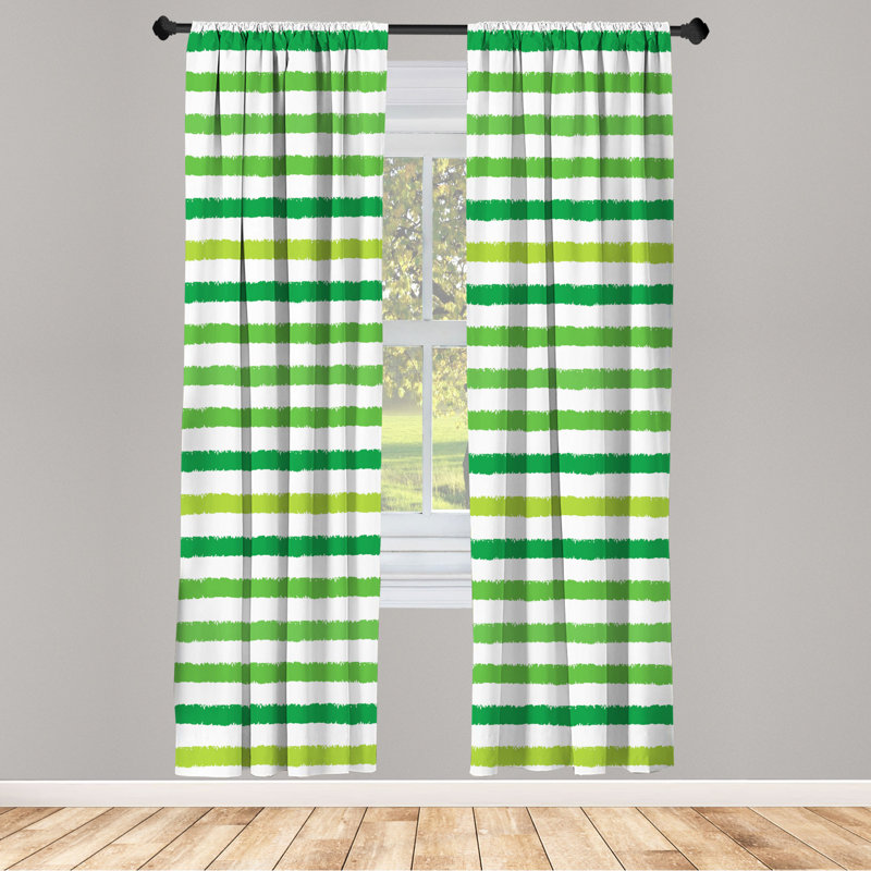 Microfiber Floral Semi-Sheer Rod Pocket Curtain Panels, 28" W x 84" L, Green