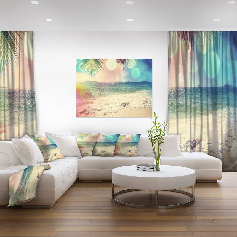 «Colorful Serenity Tropical Beach» - reproduction, H 8 po x l 12 po x P 1 po, Toile tendue