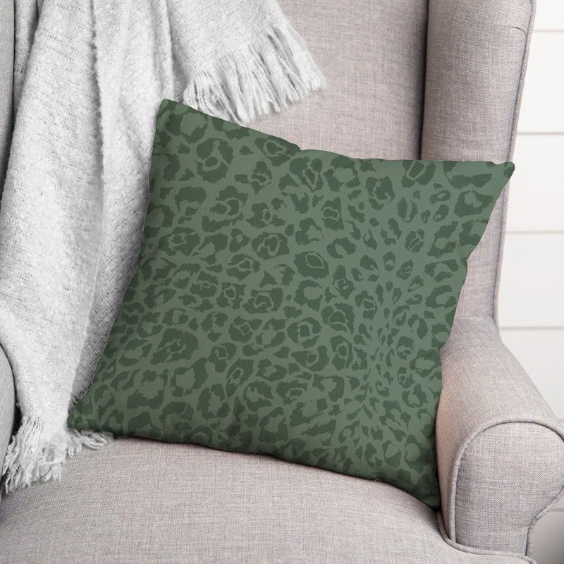 Animal Print Outdoor Reversible Throw Pillow, Green