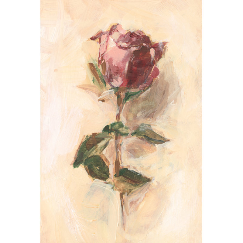Painterly Rose Study I by Ethan Harper - Painting, 46cm H x 30cm W, Black Floater Framed