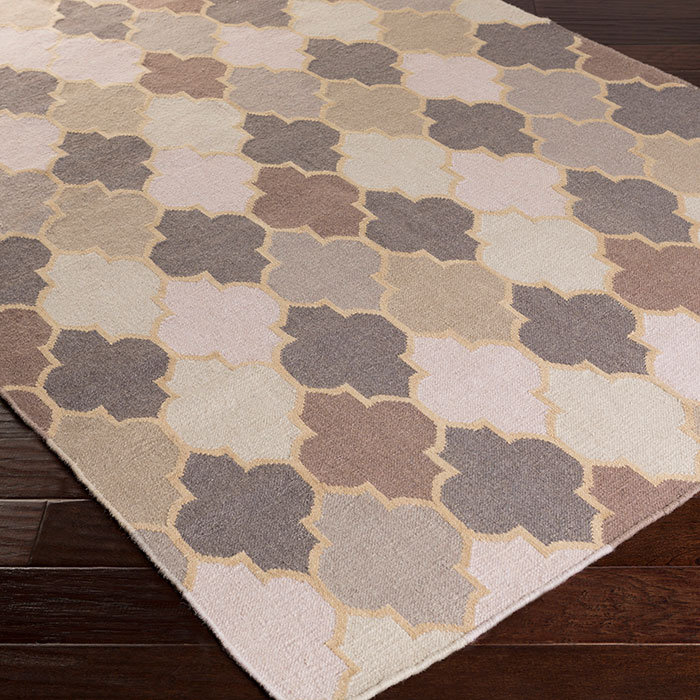 Tapis gris anthracite / crème en laine tissé à la main Crispin, Rectangle 3 pi 6 po x 5 pi 6 po