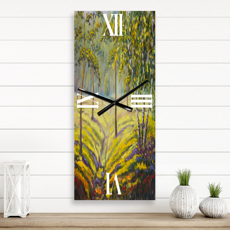 Horloge murale pins et buissons dans la forêt II, Grand