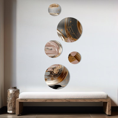 Décoration murale dorée et rose avec tourbillons vibrants I - marbre abstrait