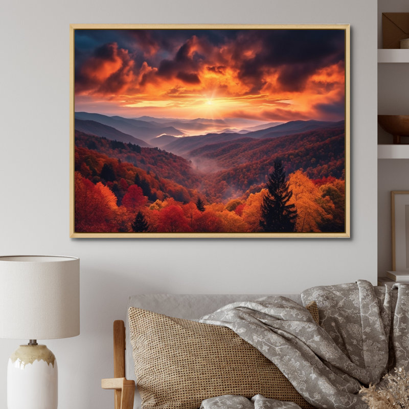 Impression sur toile Tennessee Great Smoky Mountains Sunset I, H 24 po x l 32 po x P 1 po, Cadre naturel flottant
