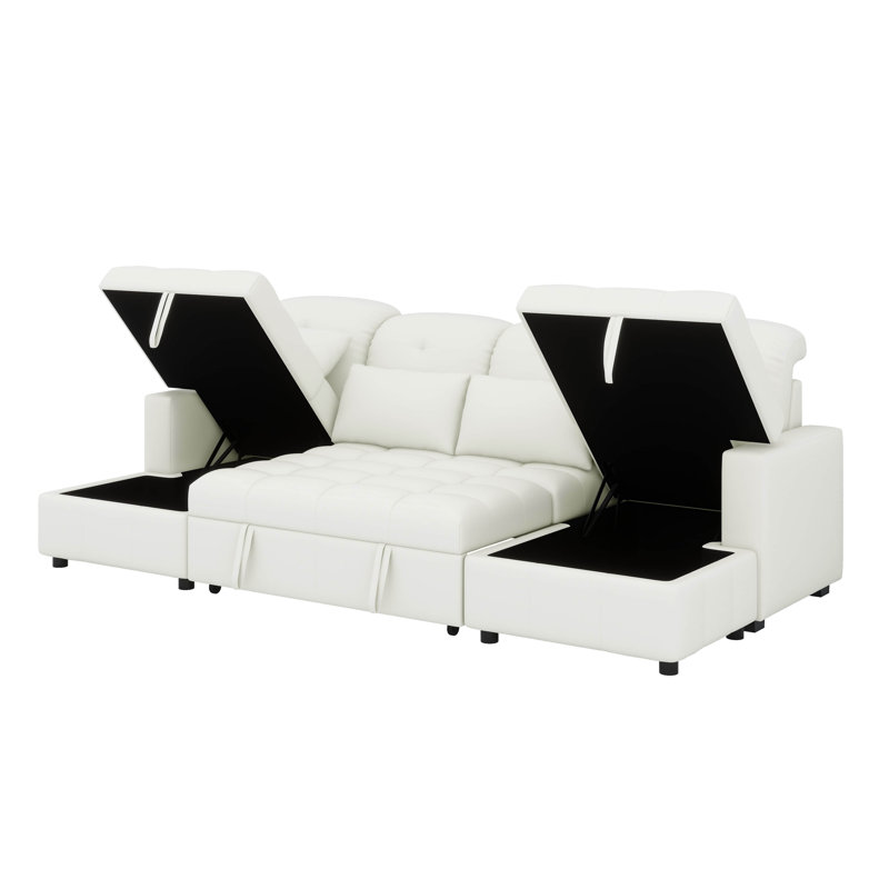 Canapé-lit modulaire surdimensionné en U surdimensionné, canapé-lit convertible confortable avec méridienne de rangement double et deux ports USB