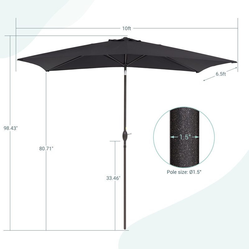 Parasol de marché rectangulaire 120 po x 78 po Doranda, Noir