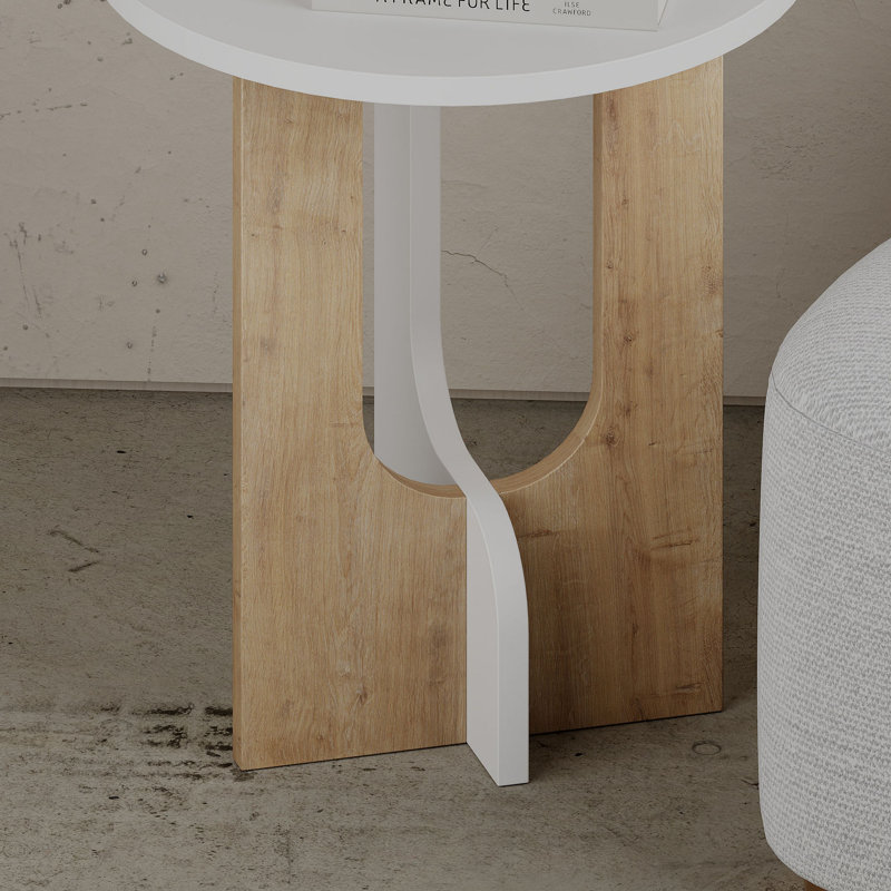 Table de bout Cassandria, Naturel, Blanc