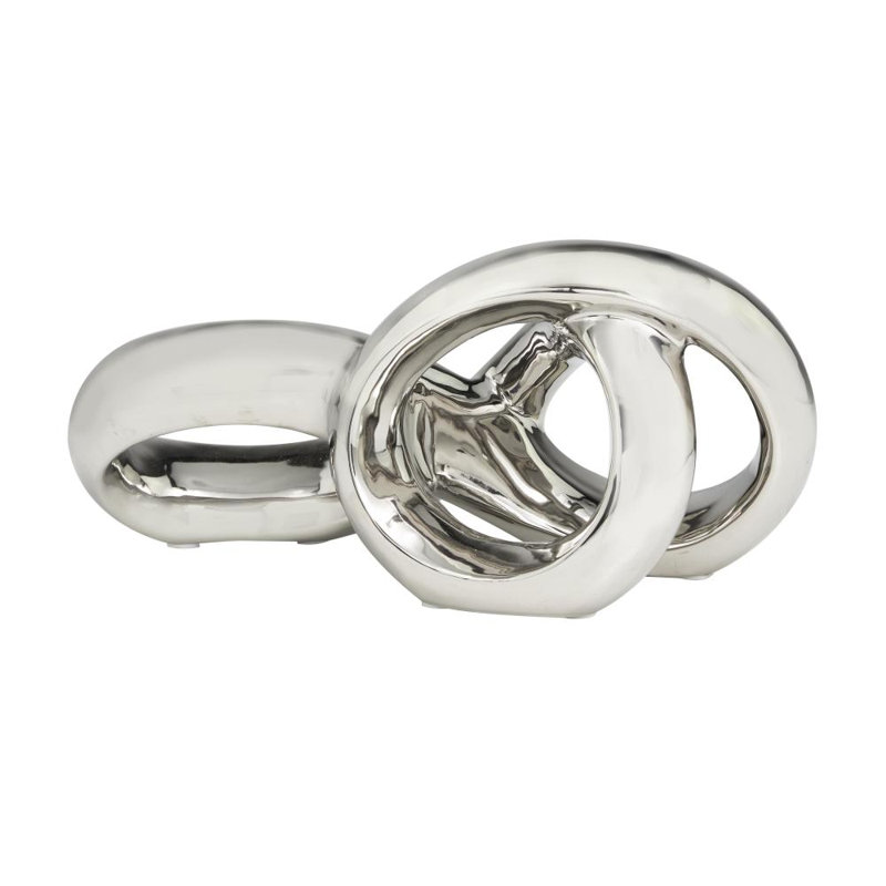 Reinoso Ceramic Infinity Loop Abstract Decorative Sculpture, Silver