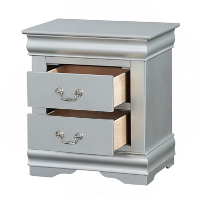 Traditional Classic Wooden 2-Drawers Nightstand With Storage Space For Bedroom Organizing And Convenient Use