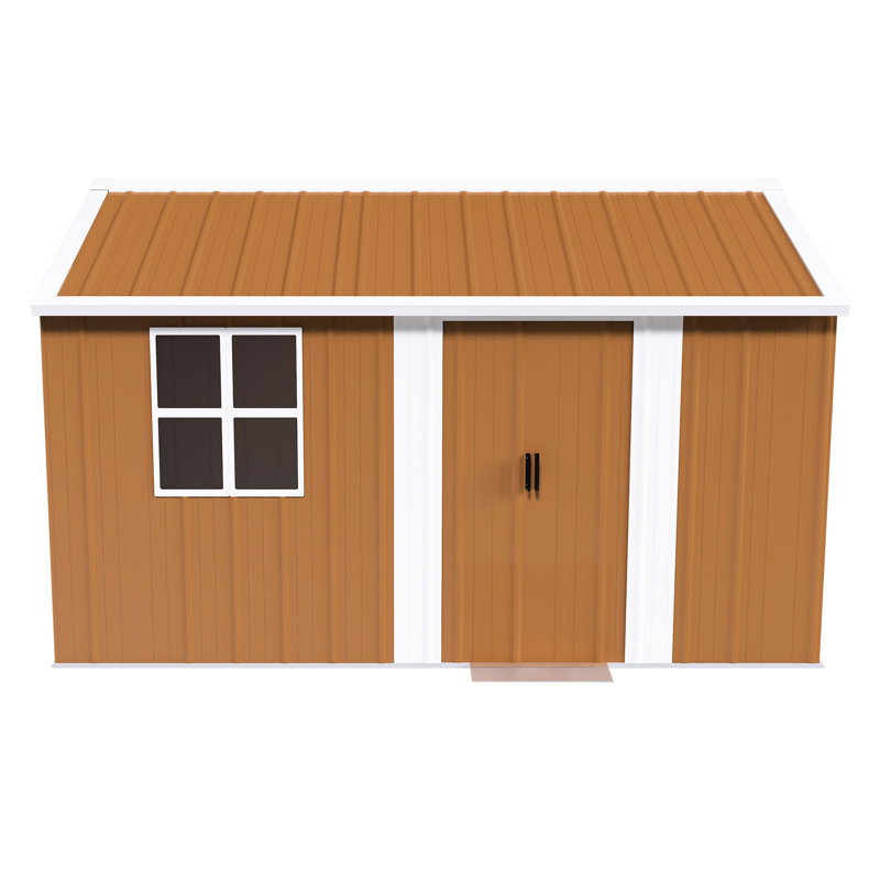 Grande remise en métal de 8 pi x 12 pi avec porte verrouillable, ventilation et espace intelligent - Économiser pour les outils de jardin Mobilier de patio