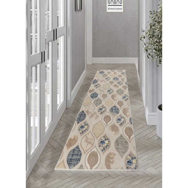 Damla Design Custom Size Runner Rug Gel Dot Non Slip Backing Soft Thin Pile Cut to Size Rug Runner, Runner 2'7" x 7'