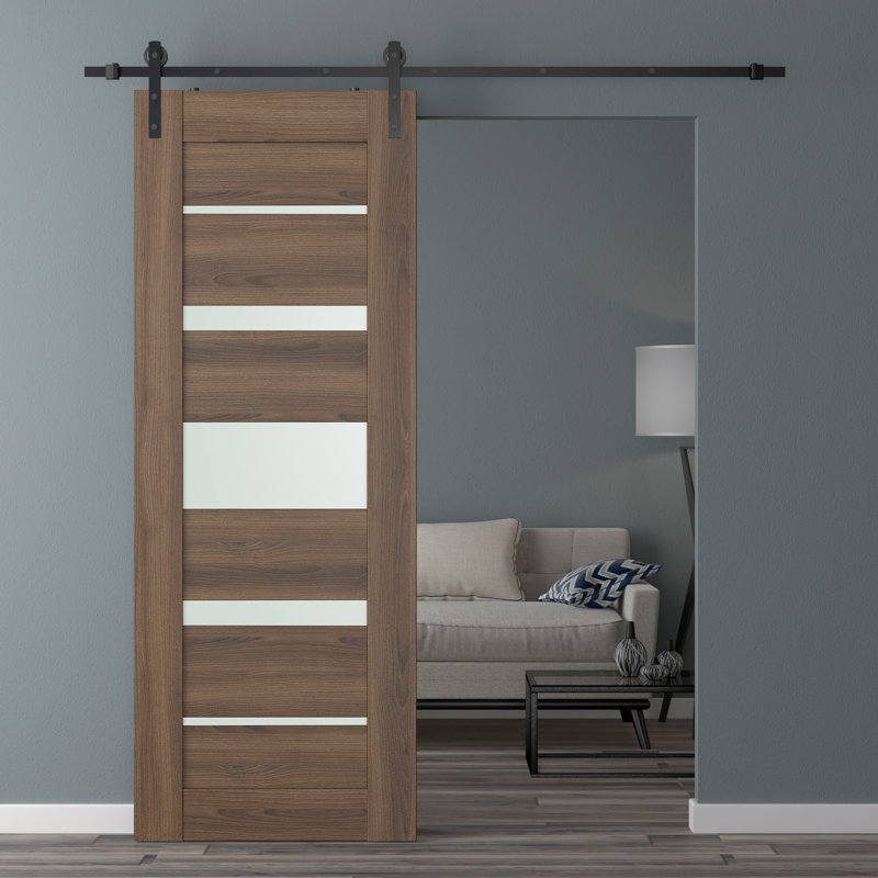 Porte de grange préfinie en bois manufacturé Avon 07-03, 29.75" x 95.24", Pacane