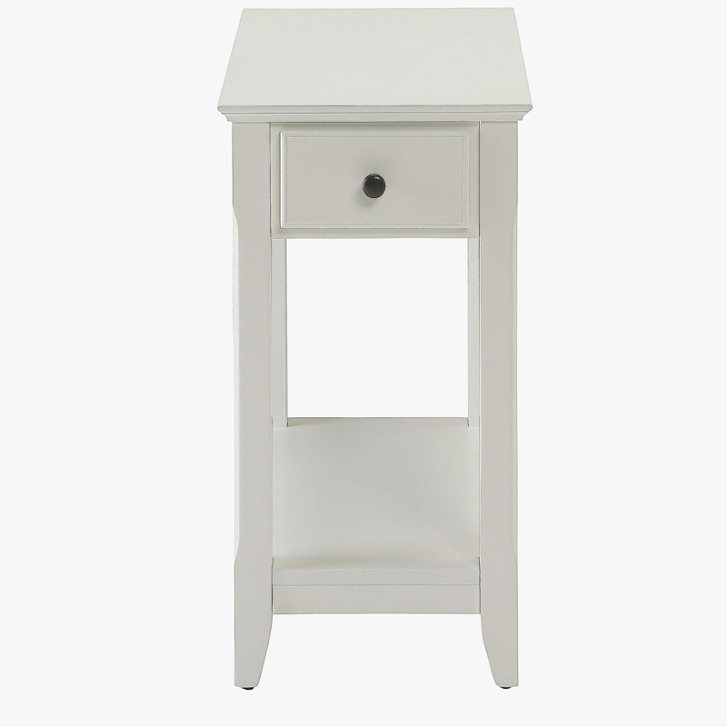 Table d'appoint blanche avec tablette inférieure, Blanc