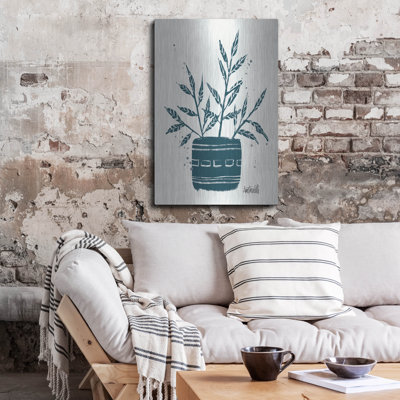 Art mural en métal «Luxe Blue Botanical Sketches 9» par Anne Tavoletti