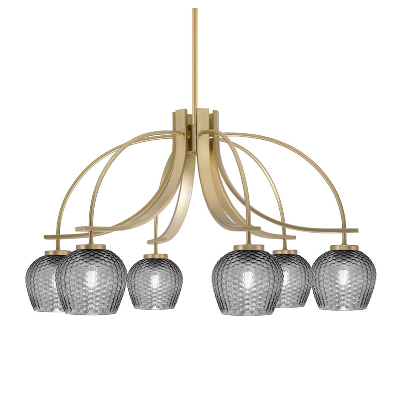 Lustre Cavella Light, H 18,5 po x l 32,5 po x P 32,5 po, Laiton New Age, 6