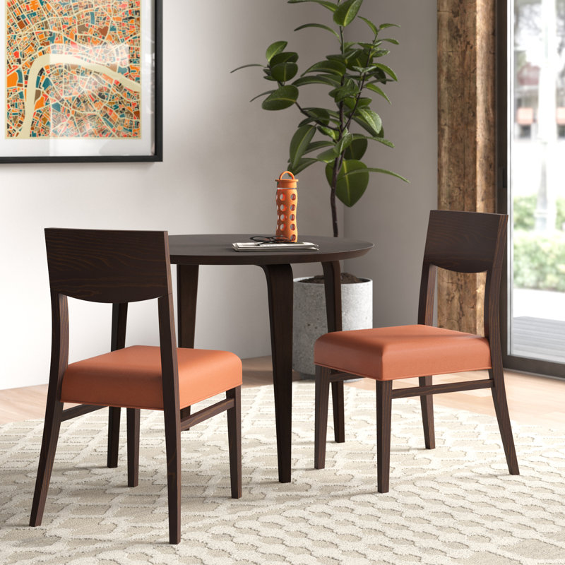 19'' H Dining Chair, Orange, Dark Walnut