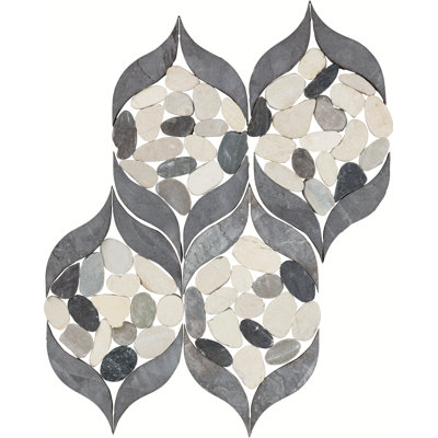 Daltile Pebble Oasis Natural Stone Petal Pebble Mosaic 15" x 11" in Tumbled Icicle (11 PC per Carton) (8.47 SQFT per Carton)