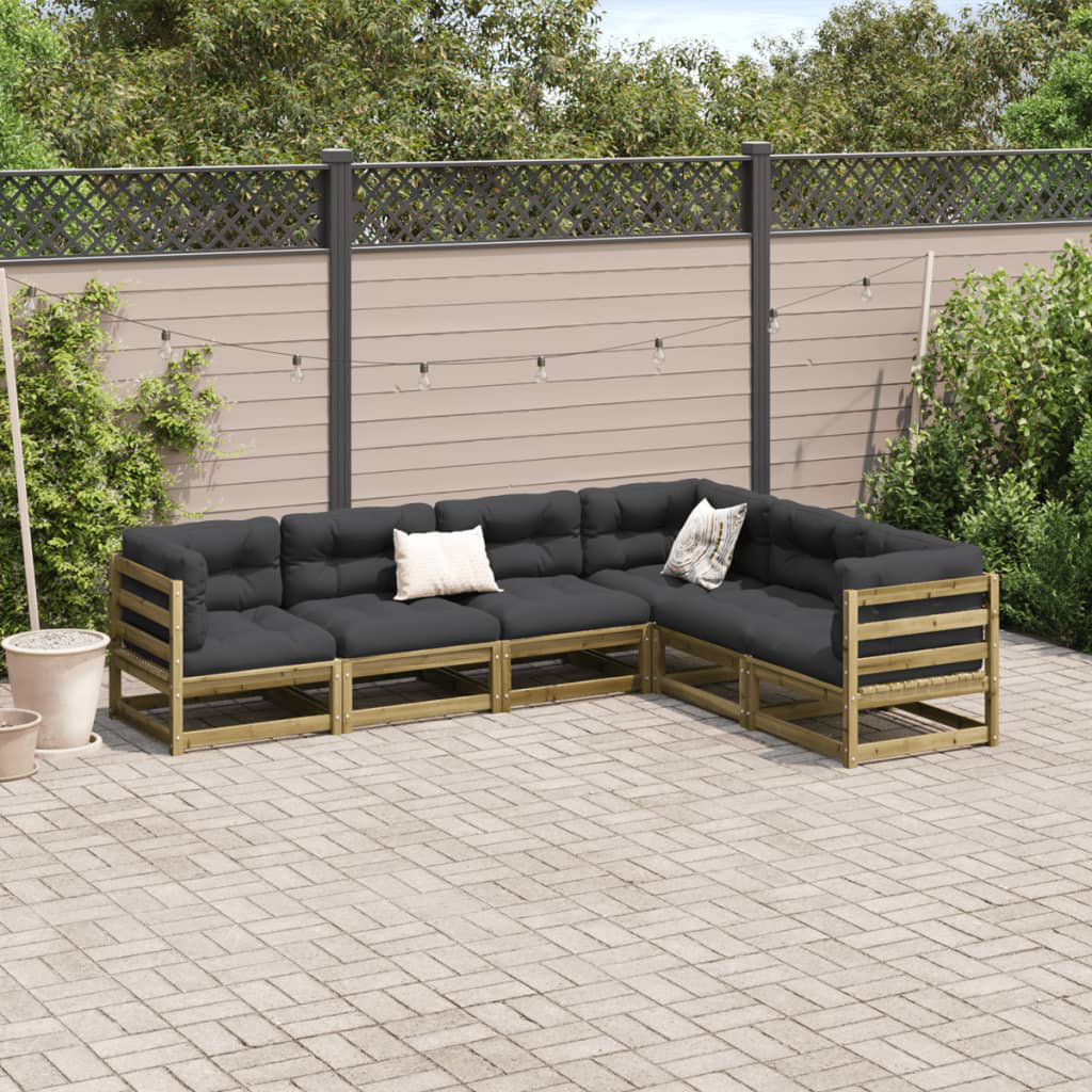 Vidaxl 6-Tlg. Garten-Lounge-Set Massivholz Kiefer