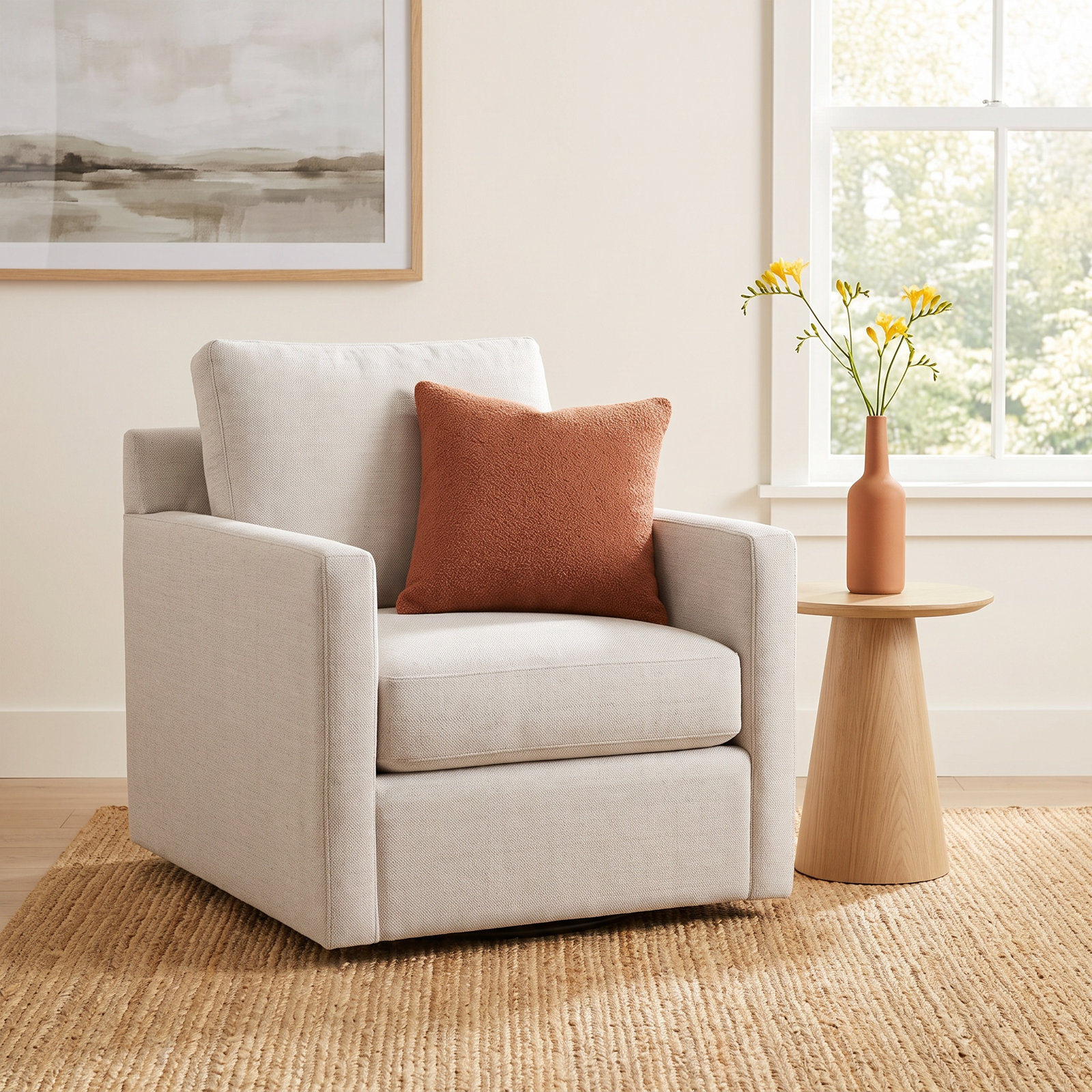 Bel-Air Upholstered Armchair, White Textured Performance; 0865-91