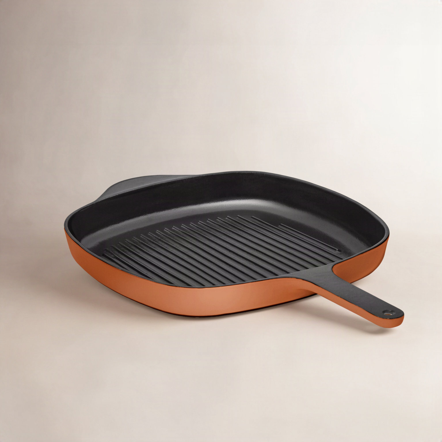 10.5" Enameled Cast Iron Grill Pan, Rust