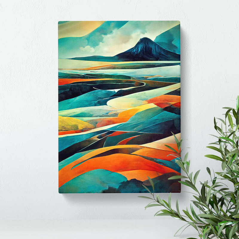 Abstract Mountain Landscape No.1 - Wall Art, Wrapped Canvas, 76cm H x 50cm W, White