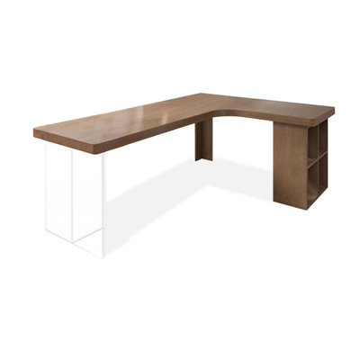 Nut-brown L-Shaped Solid Wood Executive Desk