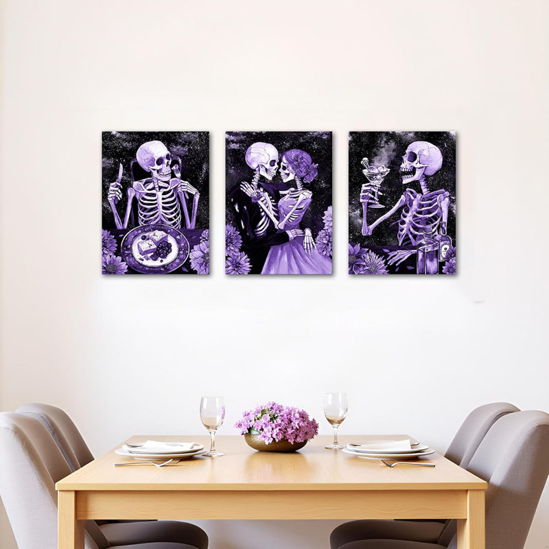 3 Piece Wrapped Canvas Print, Purple