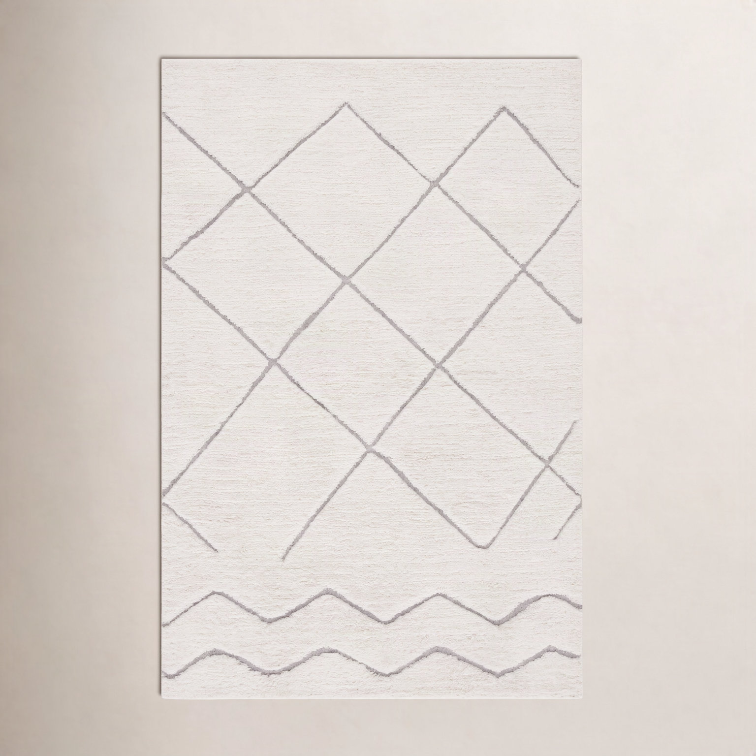 Henrie Ivory Gray Hand-Woven Geometric Rug, Rectangle 4' x 6'