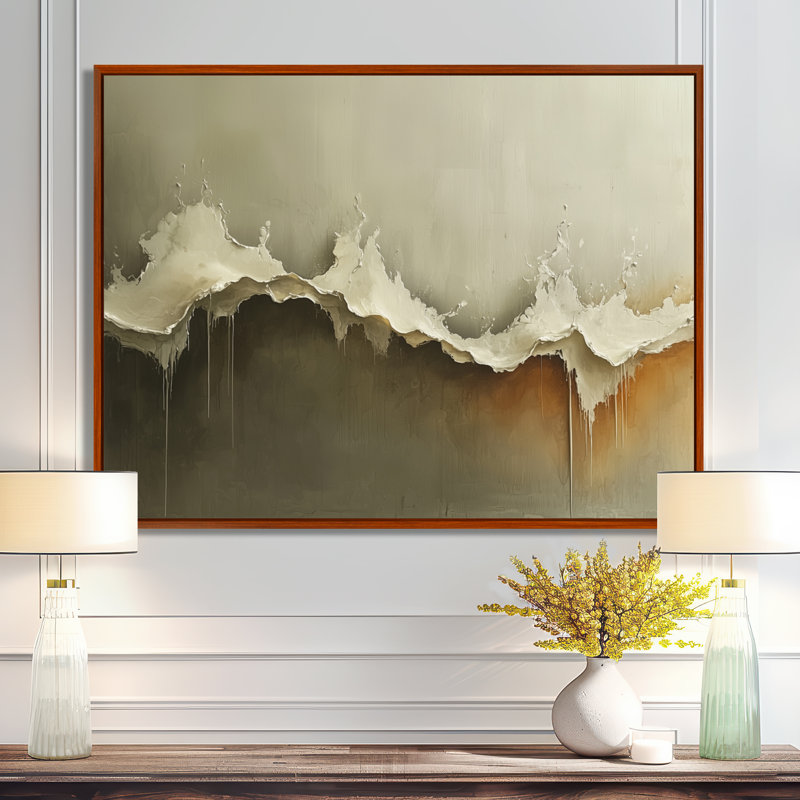 Cullompt - Abstract Wall Art, 34" H x 44" W, Brown, Floater Framed Print