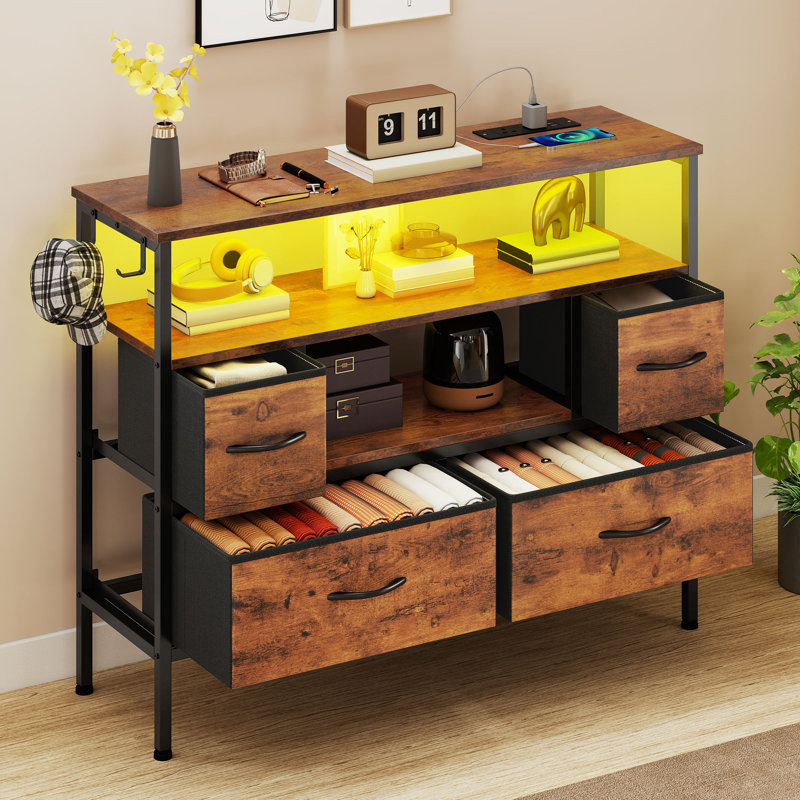 100cm W 4 - Drawer Chest of Drawers, Brown/Black