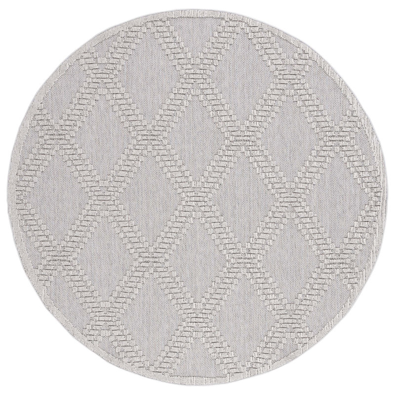 Amber-Jayne Area Indoor/Outdoor Area Rug In Gray/Light Gray, Round 4'