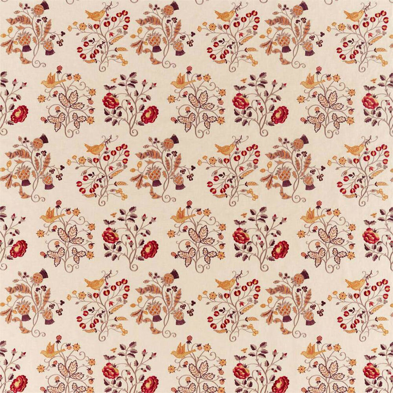 Newill Embroidery Fabric, Wine/Saffron