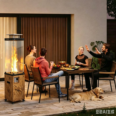 Chauffe-terrasse au propane 41 000 BTU, foyer d'extérieur avec flamme à 360 °
