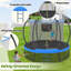 Trampoline 10 pi avec panier de basketball, filet d'enclos et échelle, trampoline d'extérieur pour enfants, trampoline récréative