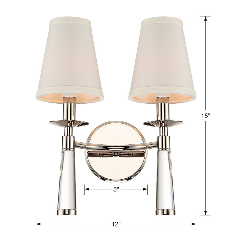 Baxter 2 Light Sconce, Polished Nickel