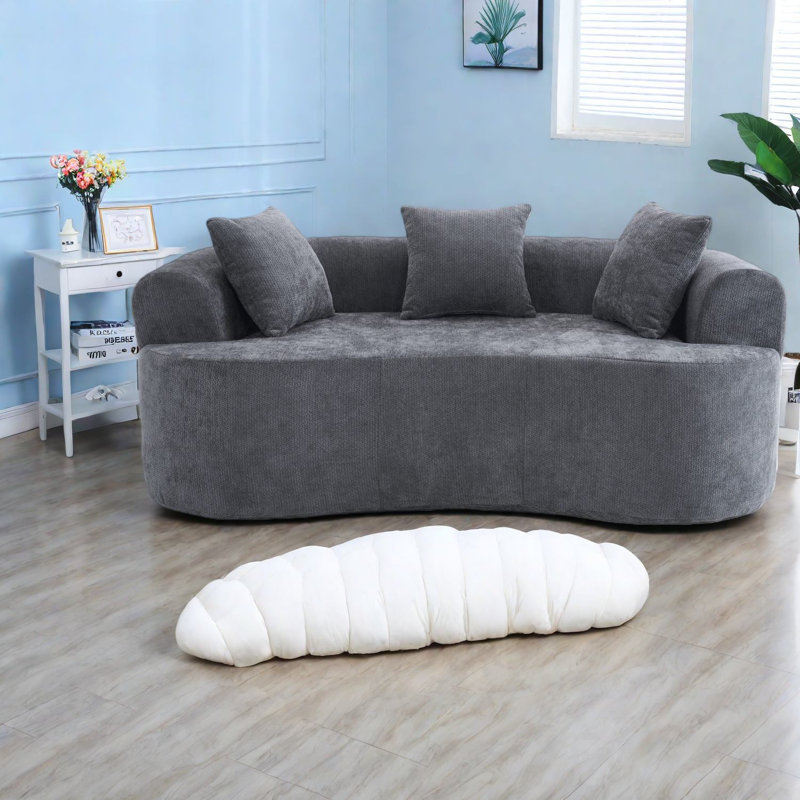 Causeuse incurvée à compression moderne en chenille de 67 pouces pour la maison