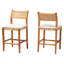 Ensemble de tabouret de comptoir 2 pièces bali & pari Chatura en rotin naturel et bois d'acajou-1273109015