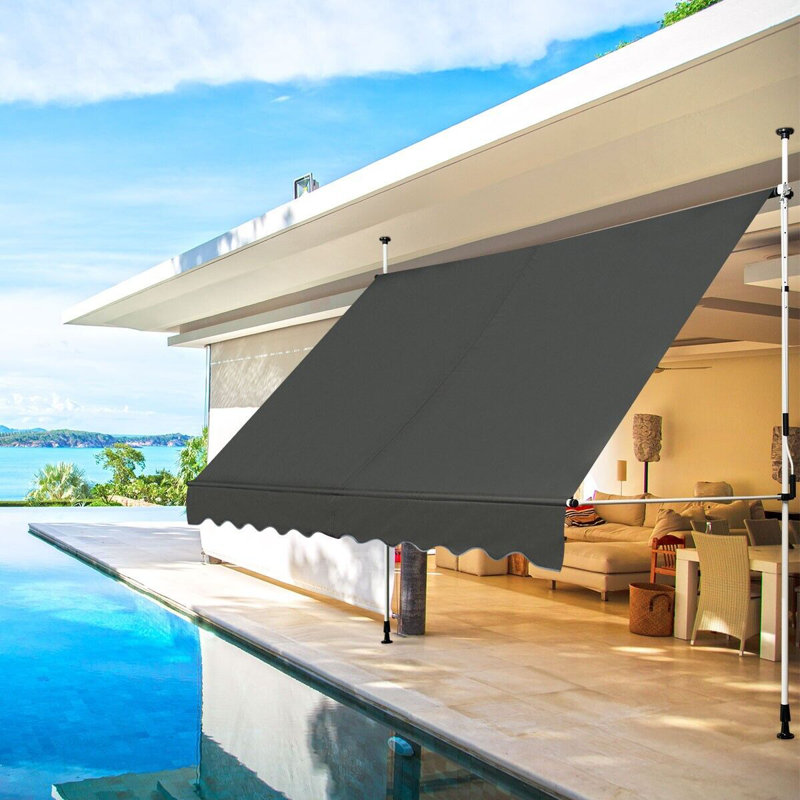 17 Stories 300cm W x 120cm D Damask Fabric Cover Retractable Patio Awning