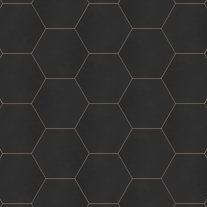 Apini 9" x 11" Porcelain Wall & Floor Tile, Matte Black